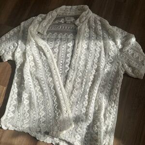 BDG Mathias Lace Shirt In White size L